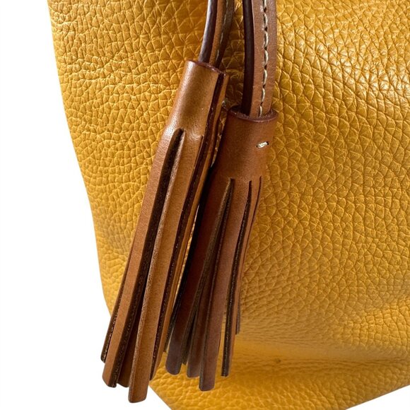 Dooney & Bourke Paige Hobo Bag Purse Dandelion Yellow Pebbled Leather Duck Logo - Picture 4 of 11